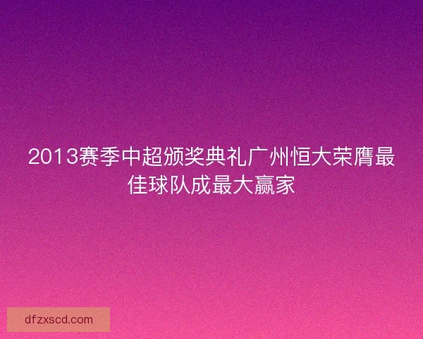 2013赛季中超颁奖典礼广州恒大荣膺最佳球队成最大赢家 2013赛季中超颁奖典礼广州恒大荣膺最佳球队成最大赢家