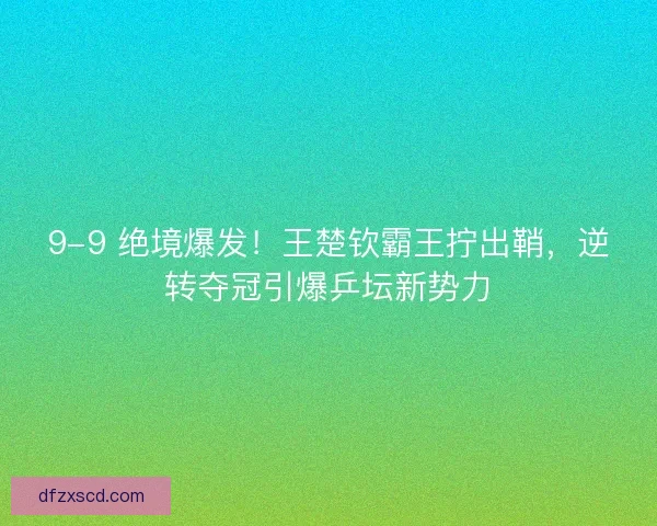 9-9 绝境爆发！王楚钦霸王拧出鞘，逆转夺冠引爆乒坛新势力